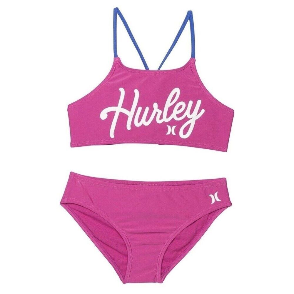 Hurley Big Girls Printed Bikini Top and Bottom 2 Piece Set Size (6) 5-6 YRS